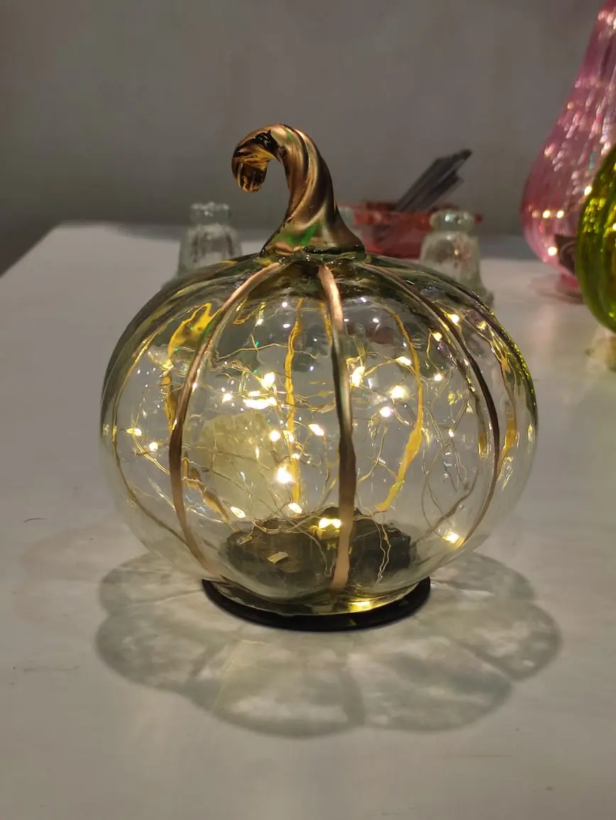 Glass Pumpkin String Lights — Handcrafted Export Product by NXTGENEXPORTS, Moradabad